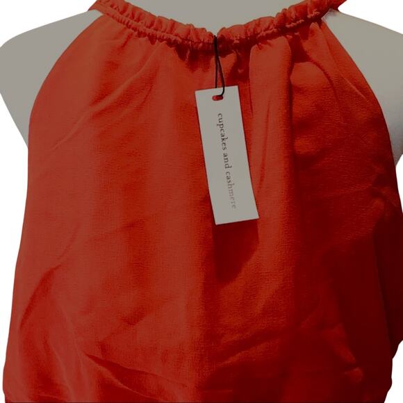 cupcakes & cashmere Poppy Red Damien Chiffon Dress size L NWT New - Picture 7 of 10